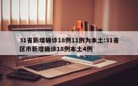 31省新增确诊18例11例为本土:31省区市新增确诊18例本土4例